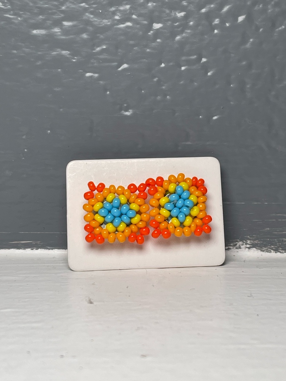 Huichol Beaded Square Stud Earrings